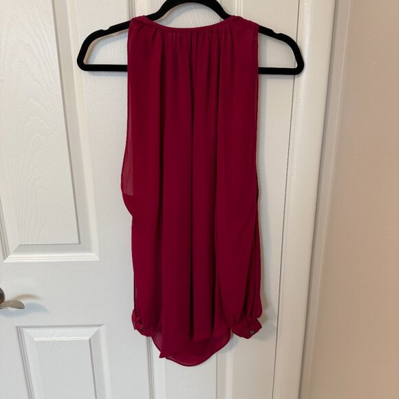 Haute Hippie Cold Shoulder 100% Silk Blouse Burgundy Red Women's‎ Size Small - Picture 4 of 7